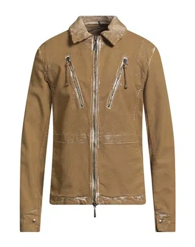 Masnada Man Denim Outerwear Khaki Size 40 Cotton, Elastane In Brown