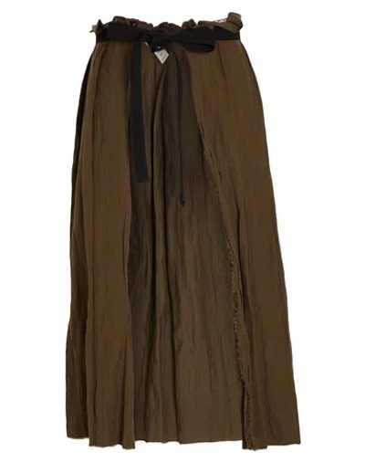 Masnada Man Maxi Skirt Dark Green Size Onesize Cotton, Wool, Metallic Fiber In Brown