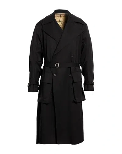 Masnada Man Overcoat & Trench Coat Black Size 42 Wool, Elastane In Blue