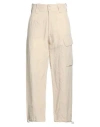 Masnada Man Pants Beige Size 36 Cotton, Linen, Metal