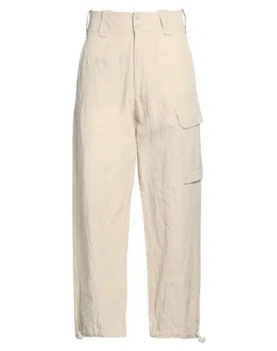 Masnada Man Pants Beige Size 36 Cotton, Linen, Metal