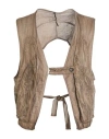 Masnada Man Tailored Vest Khaki Size 40 Linen In Beige