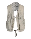 Masnada Man Tailored Vest Light Grey Size 38 Linen