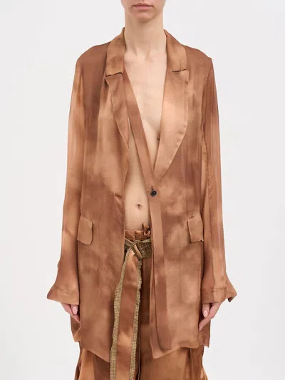 Masnada One-button Silk Jacket In Brown