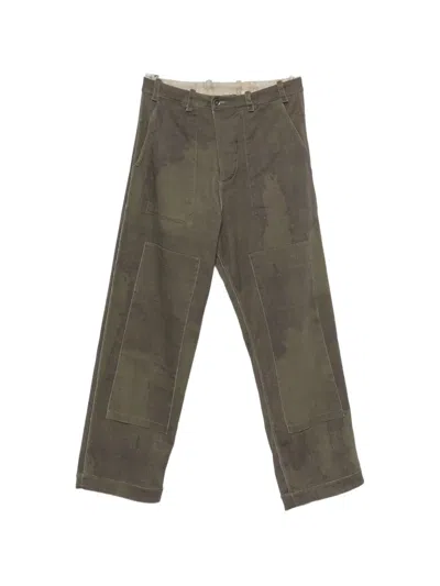 Masnada Panelled Distressed-effect Trousers In Green