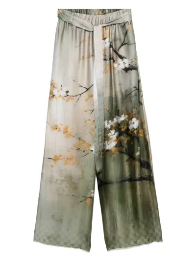 Masnada Printed Trousers In Green