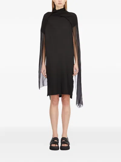 Masnada Cotton Dress With Silk Scarf In Black
