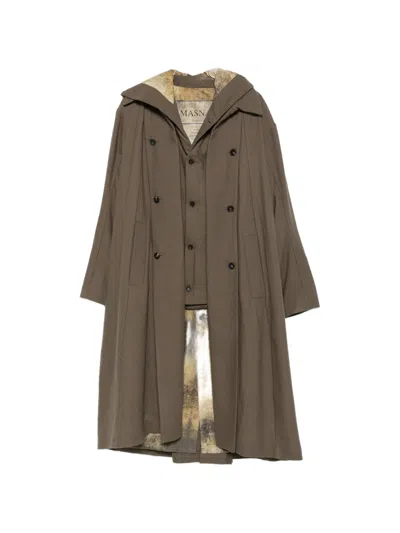 Masnada Single-breasted Hooded Coat In Brown