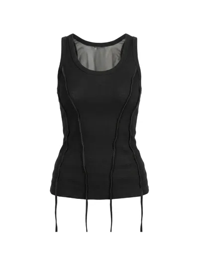 Masnada Strap-detail Fine-ribbed Tank Top In Black