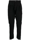 Masnada Tapered-leg Frayed-hem Trousers In Black