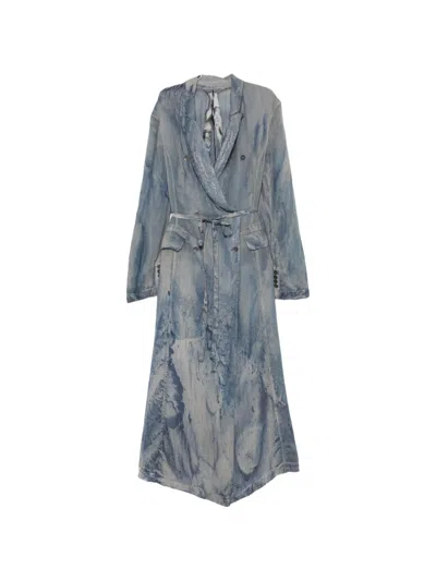 Masnada Tied-waist Coat In Blue