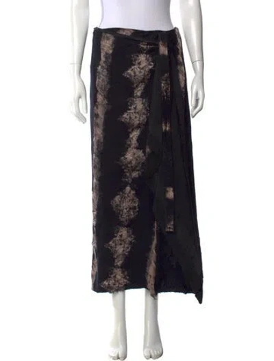 Pre-owned Masnada Tie-dye Print Long Skirt In Black