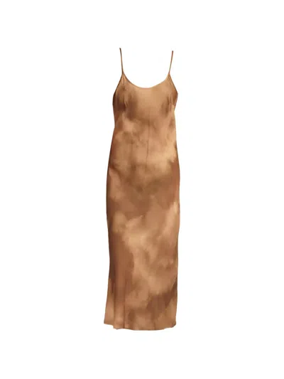 Masnada Tie-dye Sleeveless Midi Dress In Brown