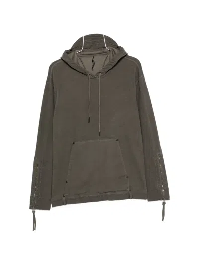 Masnada Waffle-knit Zip-cuff Hoodie In Green