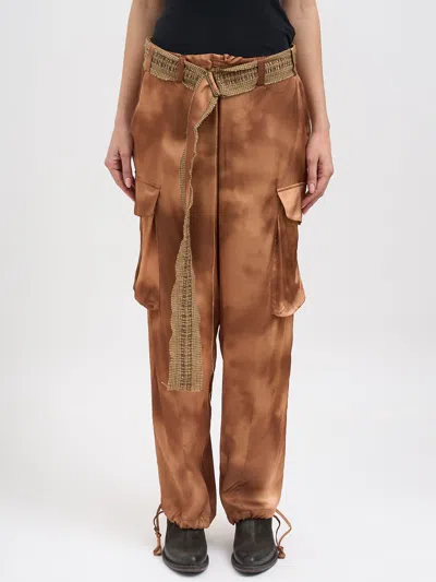 Masnada Wide Silk Trousers In Brown