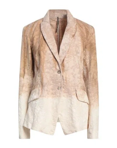 Masnada Woman Blazer Beige Size 4 Cotton In Neutral