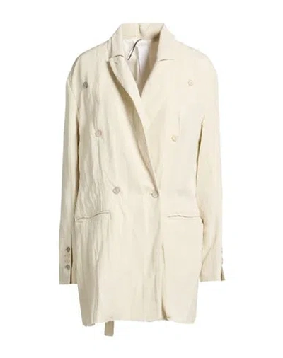 Masnada Woman Blazer Beige Size 8 Viscose, Linen In Neutral