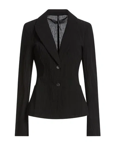 Masnada Woman Blazer Black Size 10 Cotton, Linen, Wool
