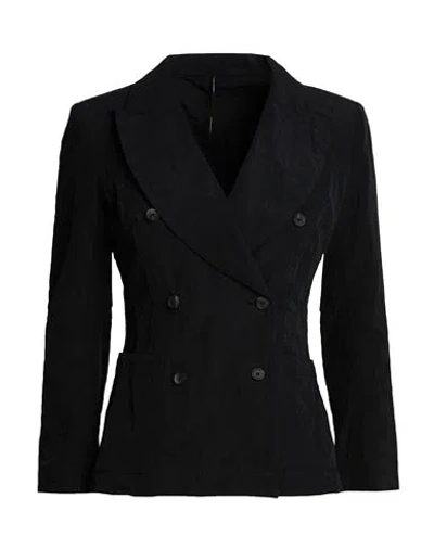 Masnada Woman Blazer Black Size 10 Cotton, Viscose, Metallic Fiber