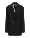Masnada Woman Blazer Black Size 10 Cotton, Wool, Metallic Fiber
