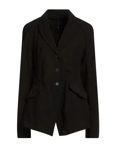 Masnada Woman Blazer Black Size 10 Linen, Viscose, Elastane