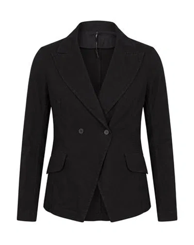 Masnada Woman Blazer Black Size 4 Linen, Viscose, Elastane