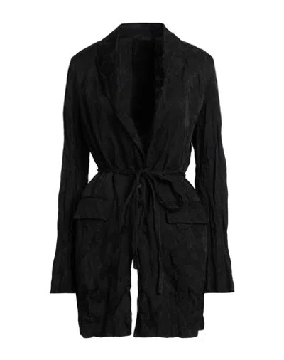 Masnada Woman Overcoat & Trench Coat Black Size 6 Acrylic, Viscose, Metal