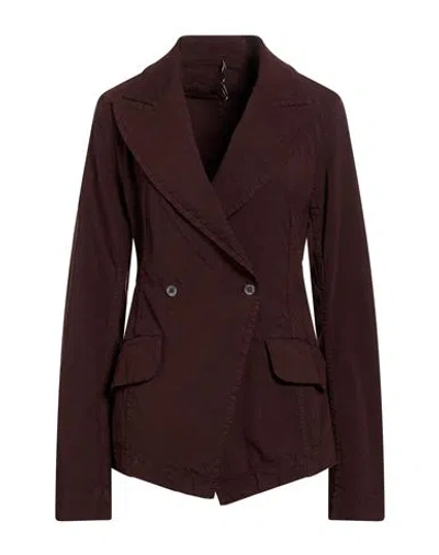 Masnada Woman Blazer Burgundy Size 10 Linen, Viscose, Elastane