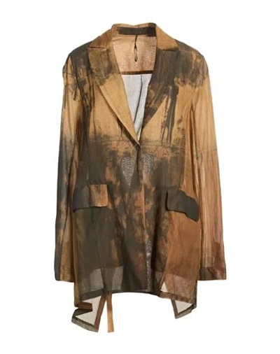 Masnada Woman Blazer Camel Size 8 Cotton In Multi
