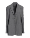 Masnada Woman Blazer Grey Size 10 Cotton In Grey