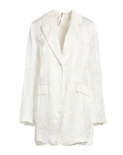 Masnada Woman Blazer Ivory Size 8 Acetate, Viscose, Linen In White