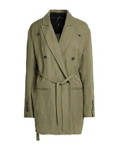 Masnada Woman Blazer Military Green Size 8 Viscose, Linen