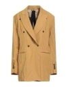 Masnada Woman Blazer Mustard Size 6 Cotton, Wool, Metallic Fiber In Neutral