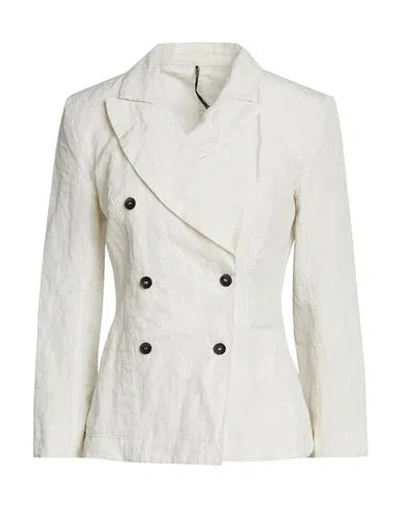 Masnada Woman Blazer Off White Size 4 Cotton, Viscose, Metallic Fiber