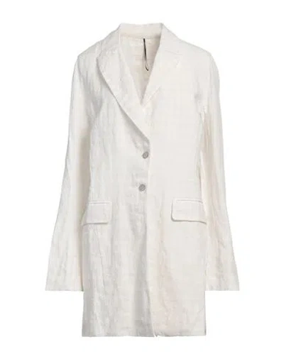 Masnada Woman Overcoat & Trench Coat Off White Size 8 Hemp, Cotton, Metal