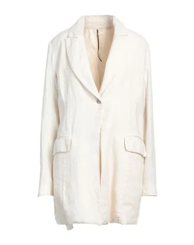 Masnada Woman Blazer Off White Size 8 Hemp, Wool