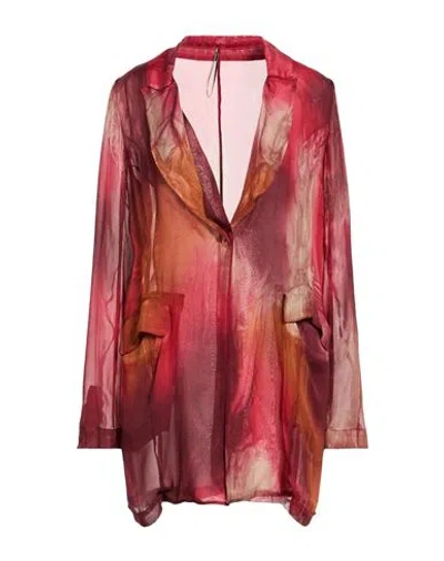 Masnada Woman Blazer Rust Size 12 Silk In Red