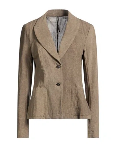 Masnada Woman Blazer Taupe Size 10 Cotton, Linen, Wool In Brown
