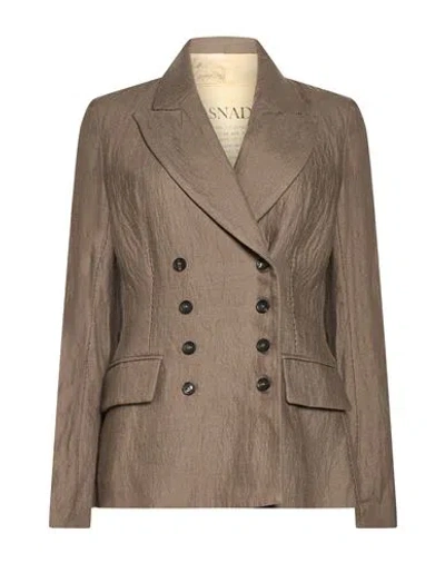 Masnada Woman Blazer Taupe Size 2 Wool, Cotton, Metal In Brown