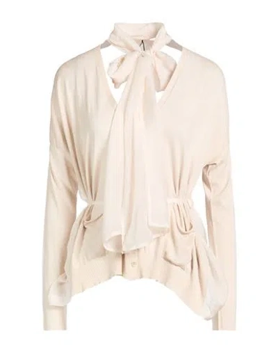 Masnada Woman Cardigan Beige Size S Silk In Animal Print