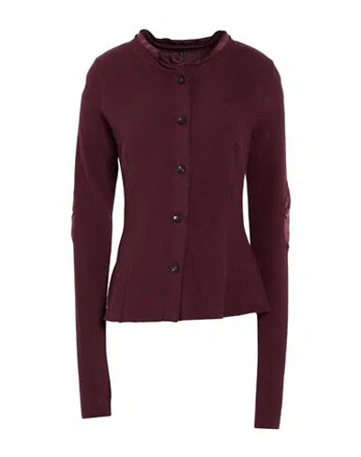 Masnada Woman Cardigan Burgundy Size 6 Cotton, Elastane