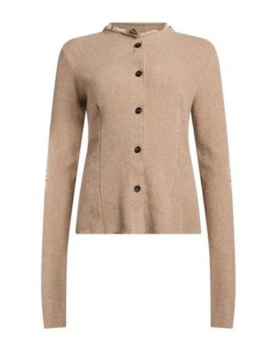 Masnada Woman Cardigan Sand Size 2 Cotton, Elastane In Beige