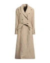 Masnada Woman Coat Beige Size 4 Cotton, Wool, Metal In Brown