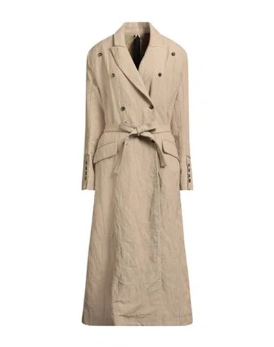 Masnada Woman Coat Beige Size 4 Cotton, Wool, Metal In Sand