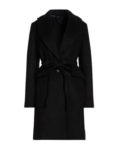 Masnada Woman Coat Black Size 10 Wool, Cotton, Polyamide