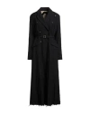 Masnada Woman Coat Black Size 4 Cotton, Wool, Metal