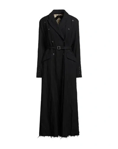Masnada Woman Coat Black Size 4 Cotton, Wool, Metal