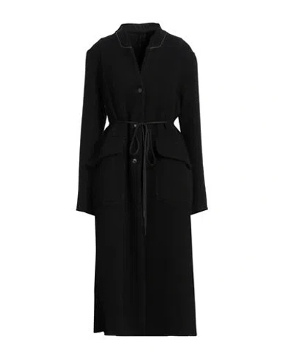 Masnada Woman Coat Black Size 8 Virgin Wool, Cotton, Polyamide