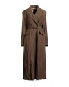 Masnada Woman Coat Brown Size 4 Cotton, Wool, Metal