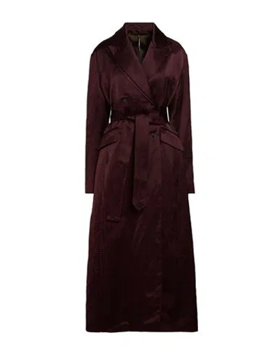 Masnada Woman Coat Chocolate Brown Size 8 Viscose, Linen